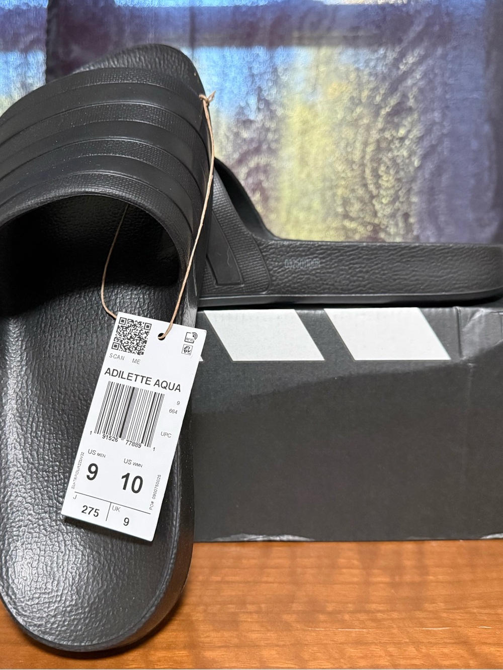 Adidas Adilette Aqua Black Slide Sandals Men’s US 9/Women’s 10 Sporty Comfort